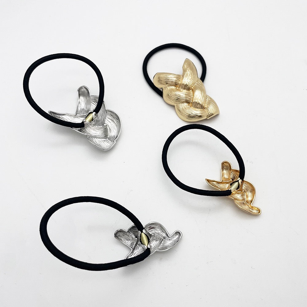 Metal Knot Hair Tie - Ponytail Holder Set