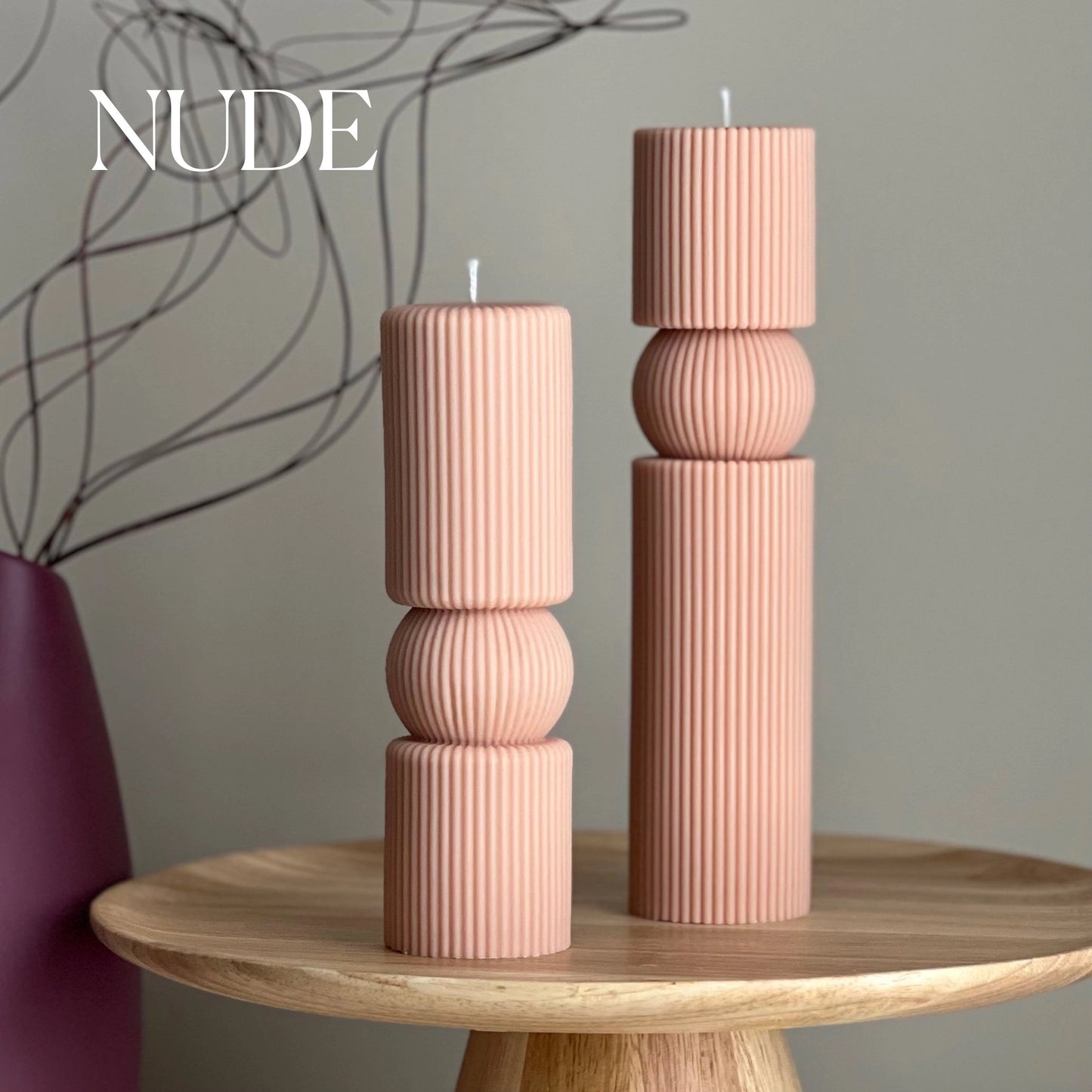 Roman Ribbed Pillar Candle