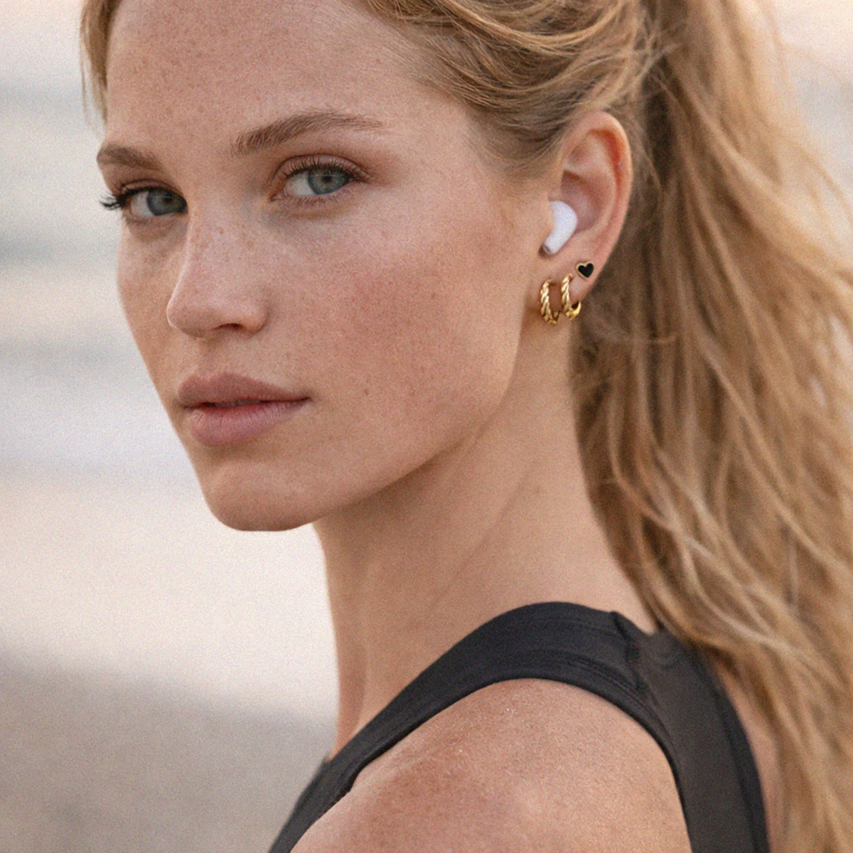 Black and Golden Hearts Earring Trio