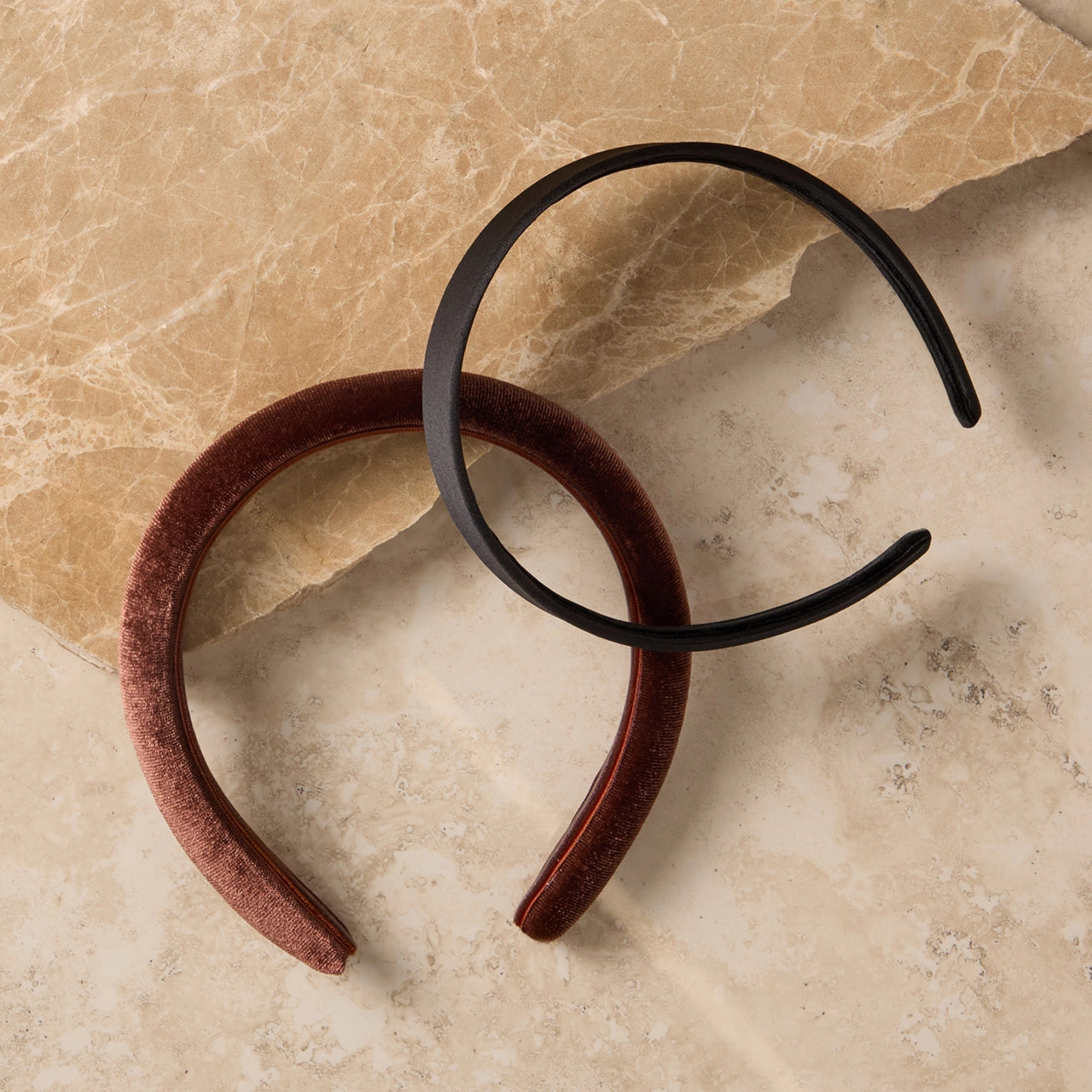 Recycled Fabric Satin & Velvet Headbands 2pc Set