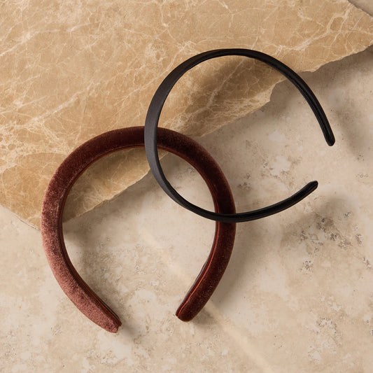Recycled Fabric Satin & Velvet Headbands 2pc Set
