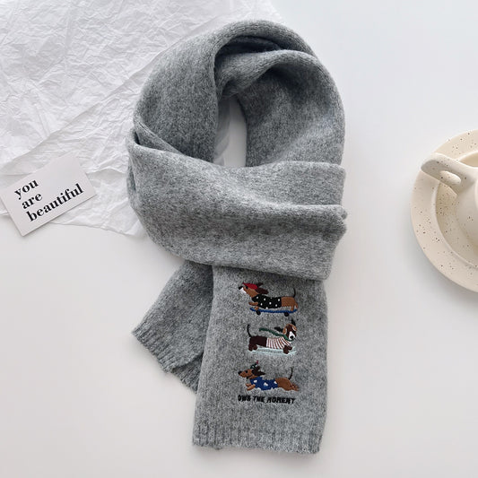 Wool Scarf with Dachshunds