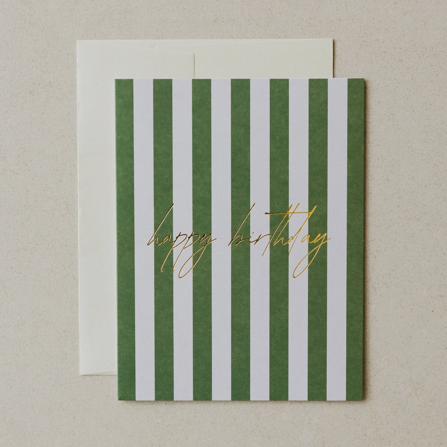 Green Stripe Happy Birthday Card