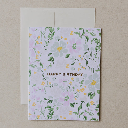 Spring Floral Happy Birthday Card