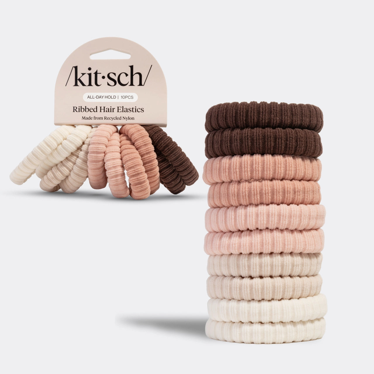 Recycled Fabric Ribbed Hair Elastics