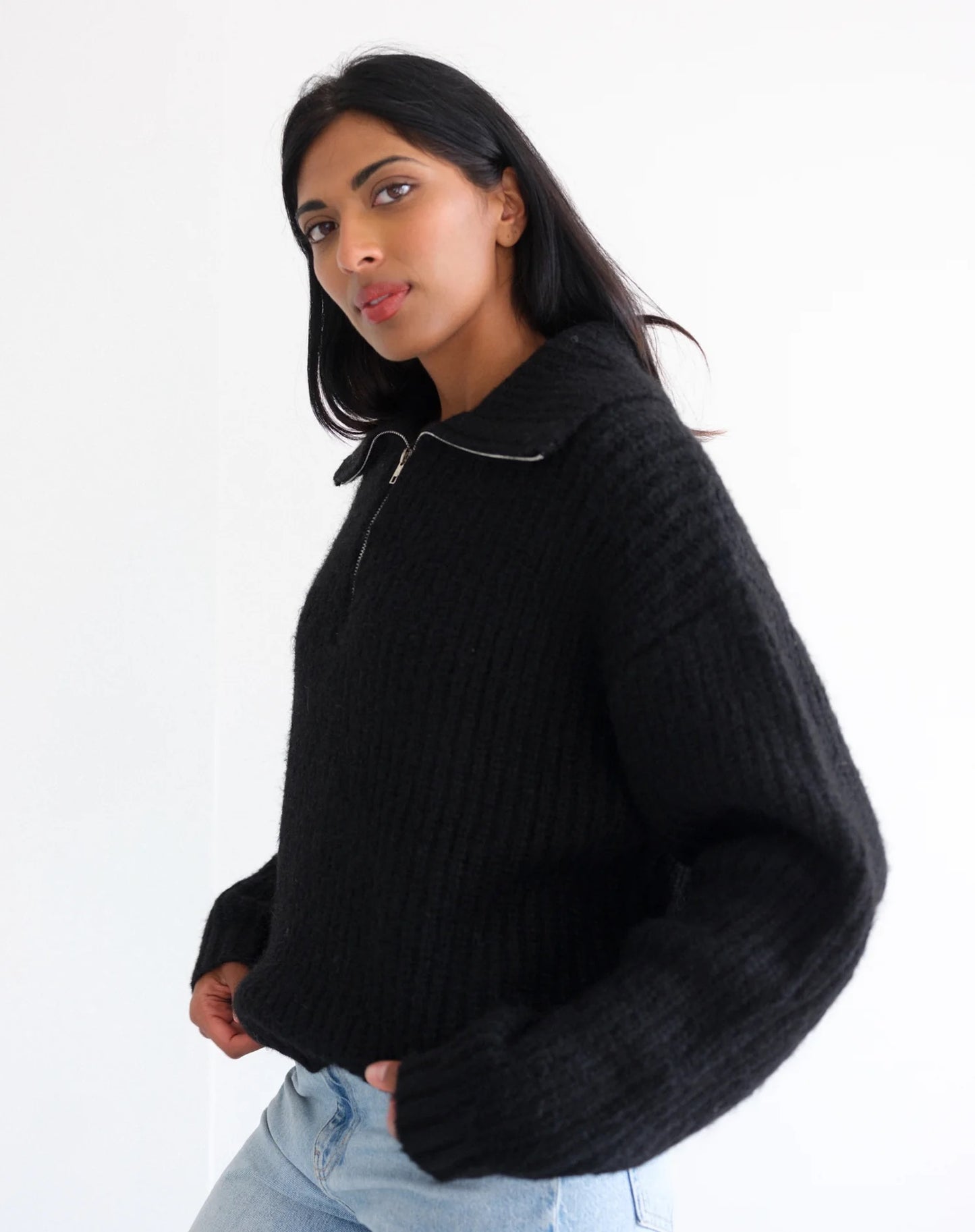 Trucker Half Zip Sweater