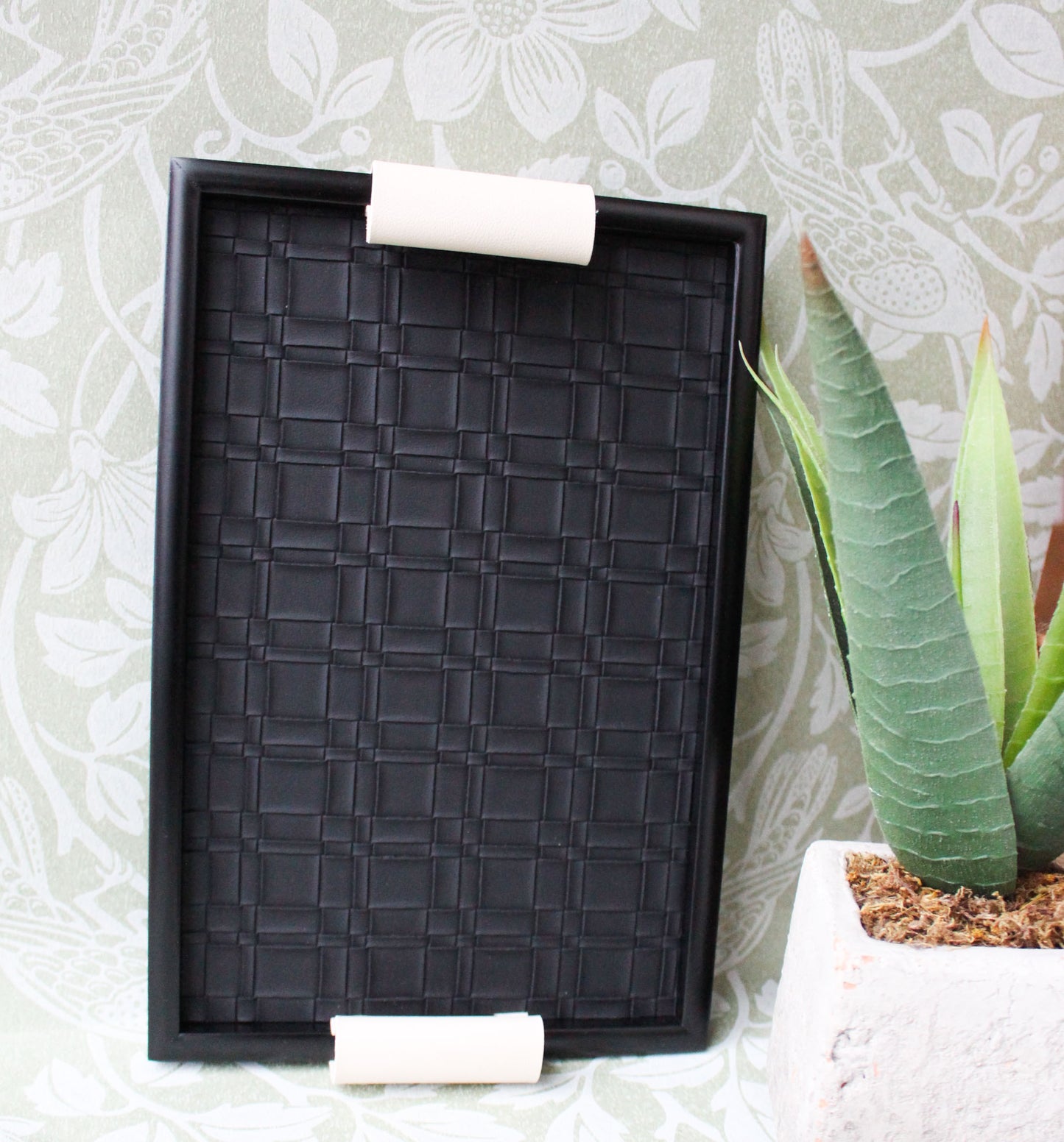 Rectangular Leather Woven Trays