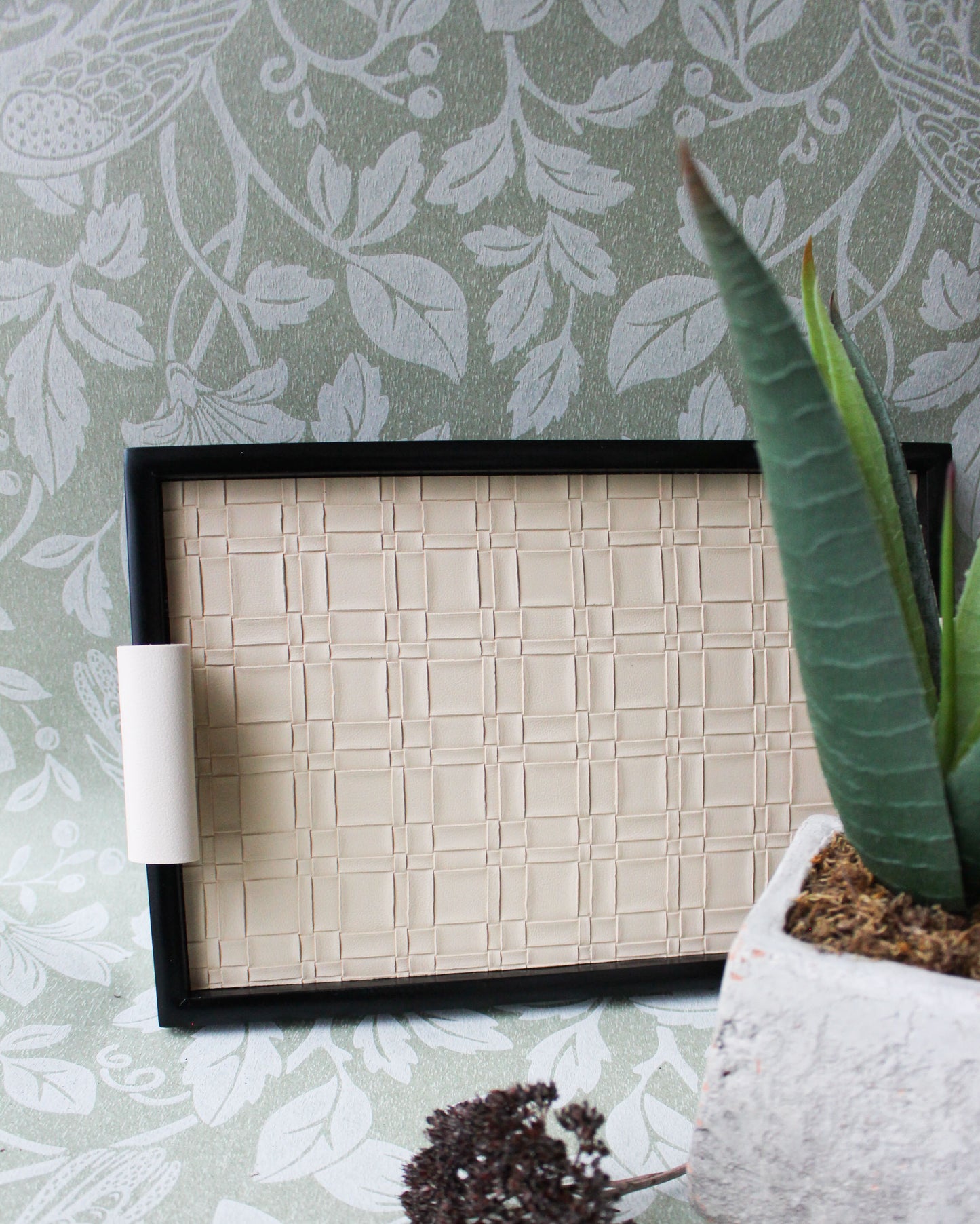 Rectangular Leather Woven Trays