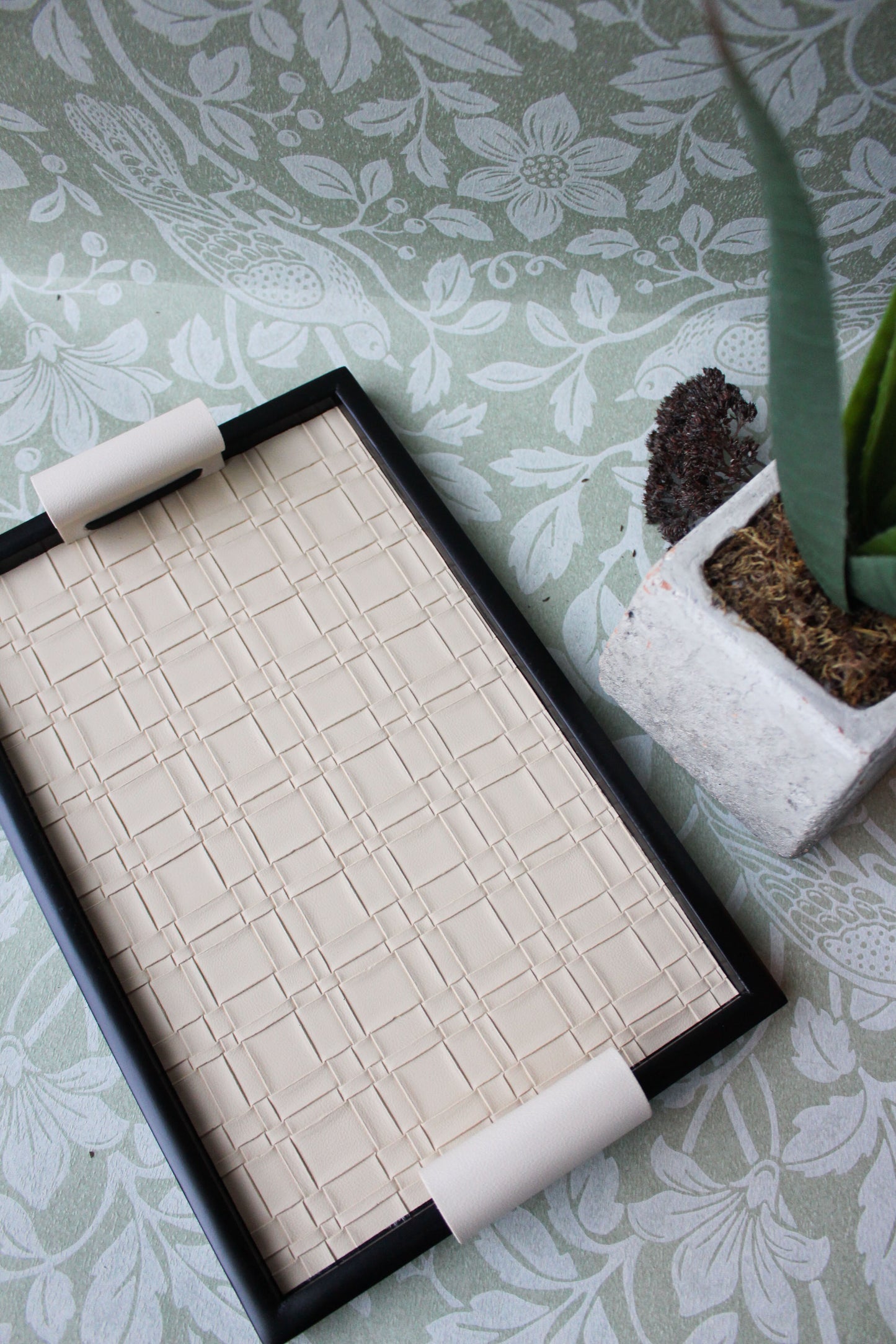 Rectangular Leather Woven Trays