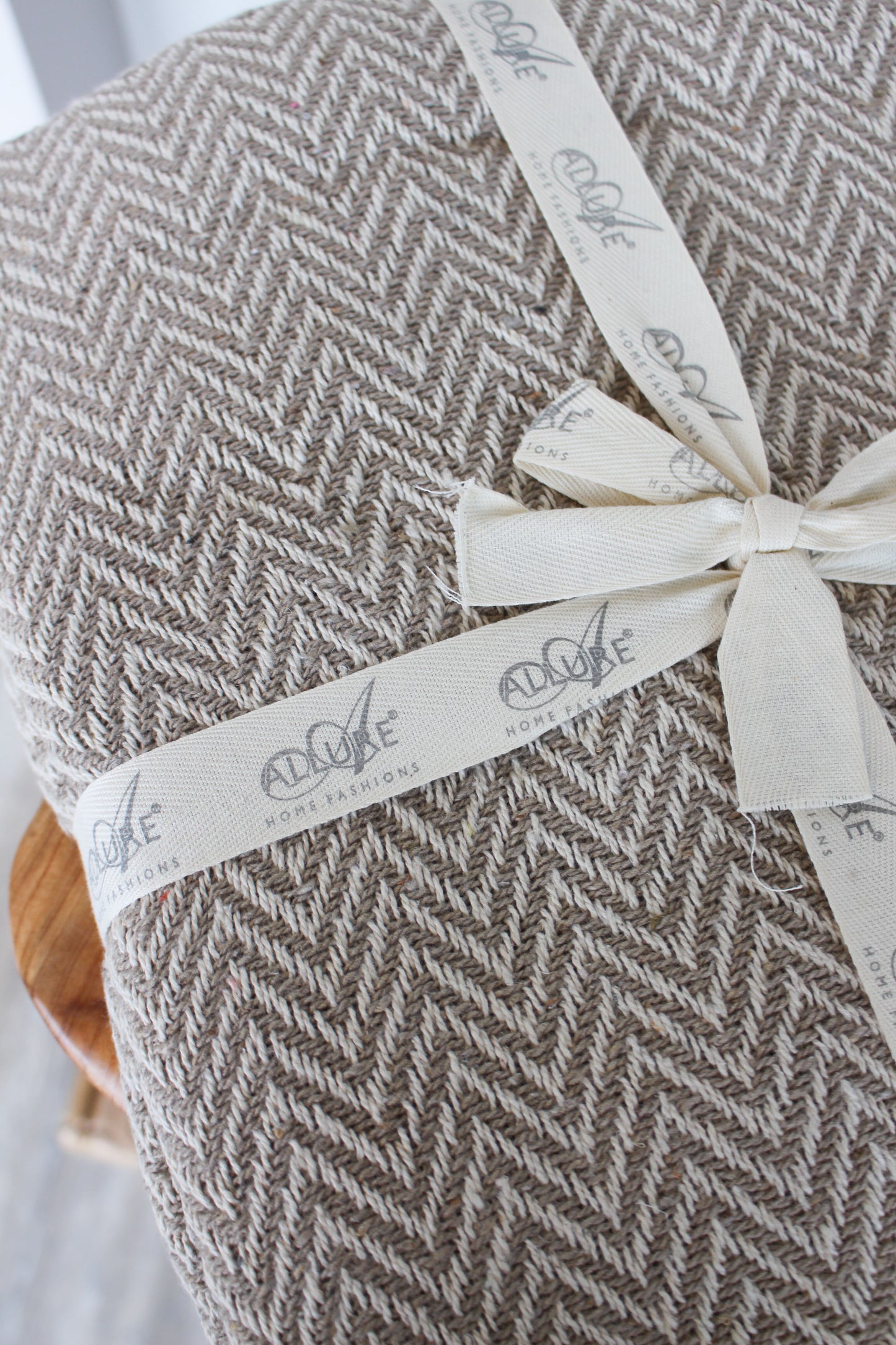 Chevron Herringbone Beige Throw