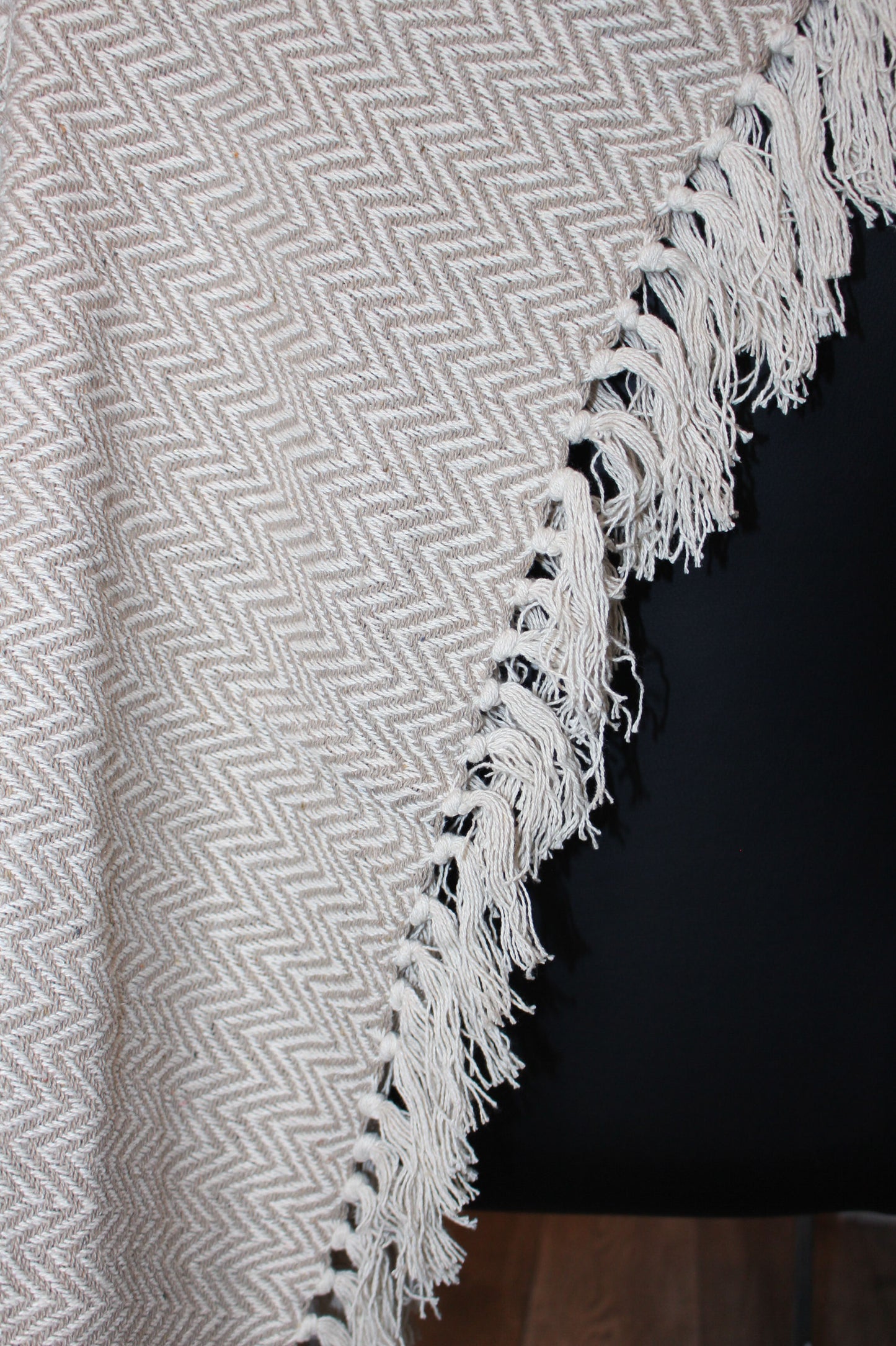 Chevron Herringbone Beige Throw