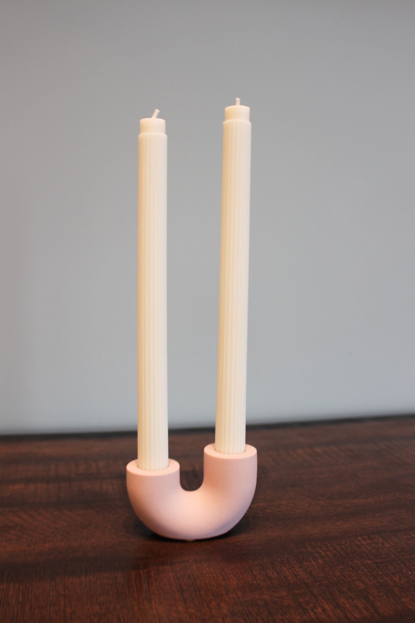 Ribbed Taper Candle Thin Cream