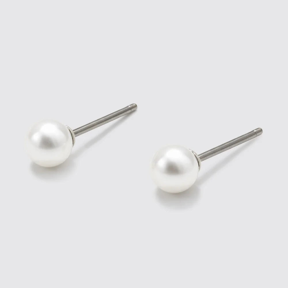 Set of 3 Gold-Tone Stud Earrings with Pearls and Flowers