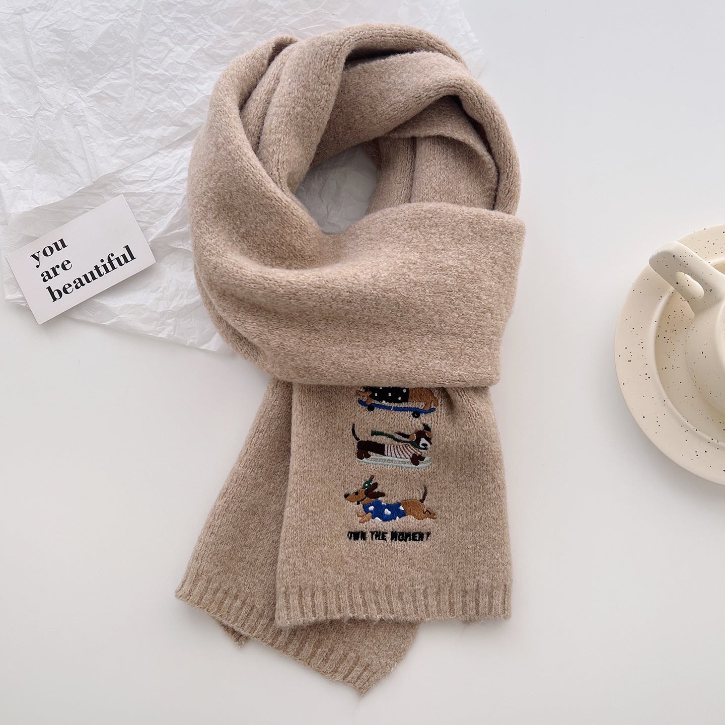 Wool Scarf with Dachshunds