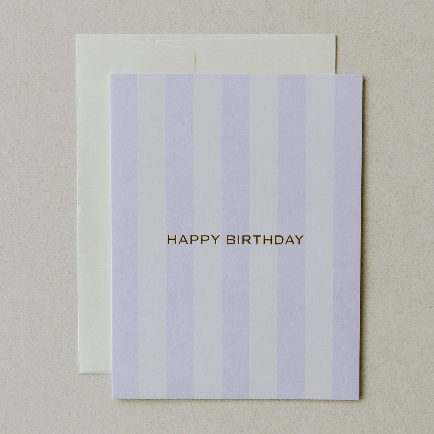 Lavender Stripe Happy Birthday Card