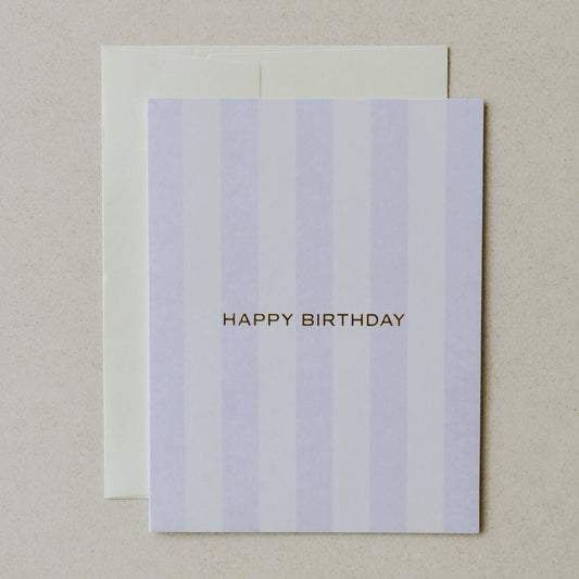Lavender Stripe Happy Birthday Card