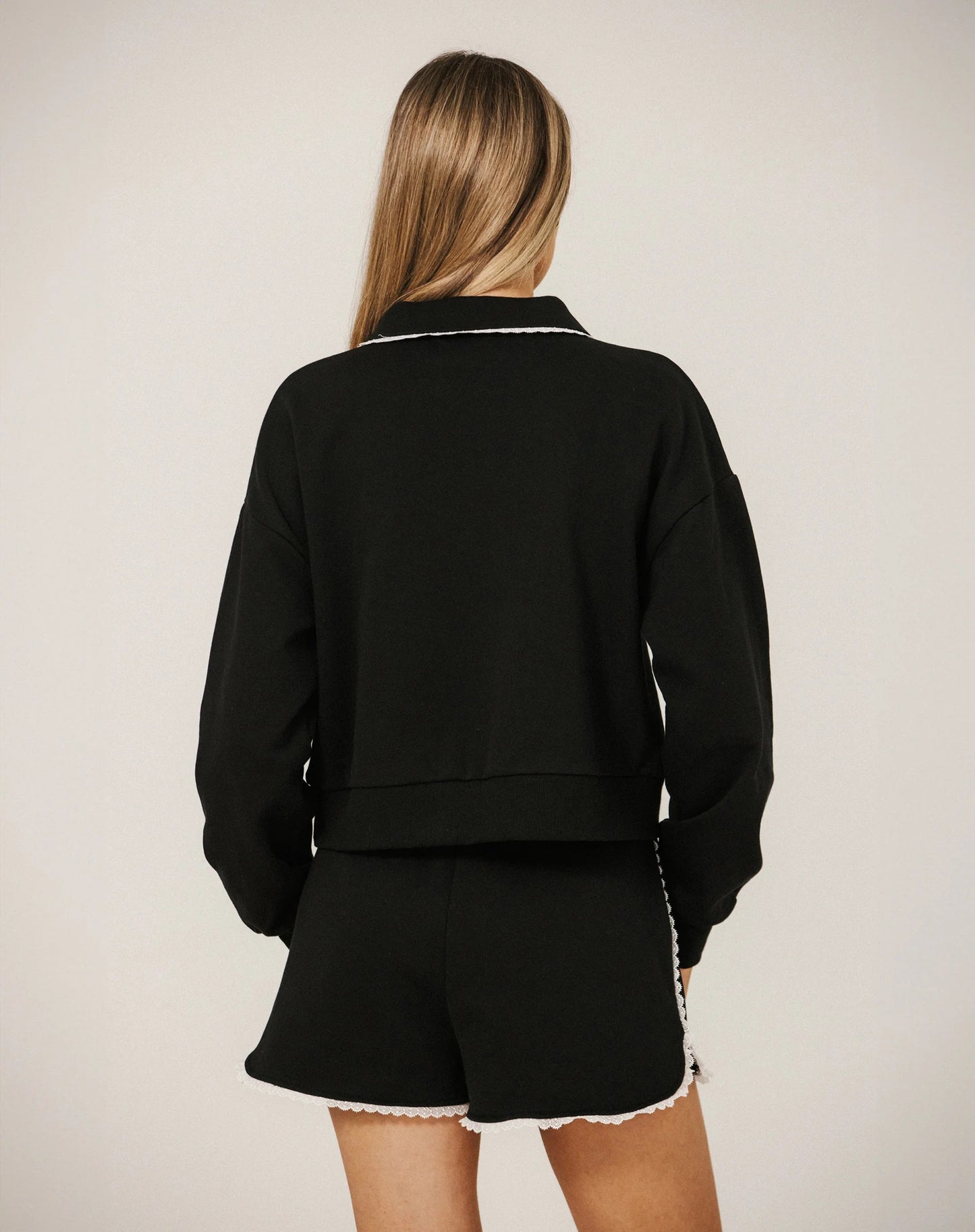 Lace Trim Collared Sweater