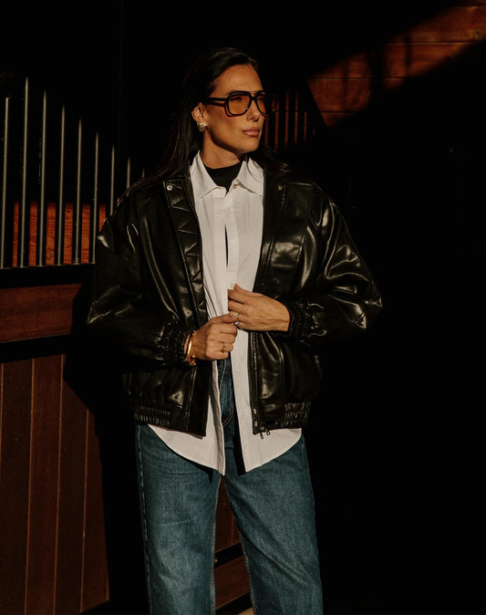 Christine Leather Bomber Jacket