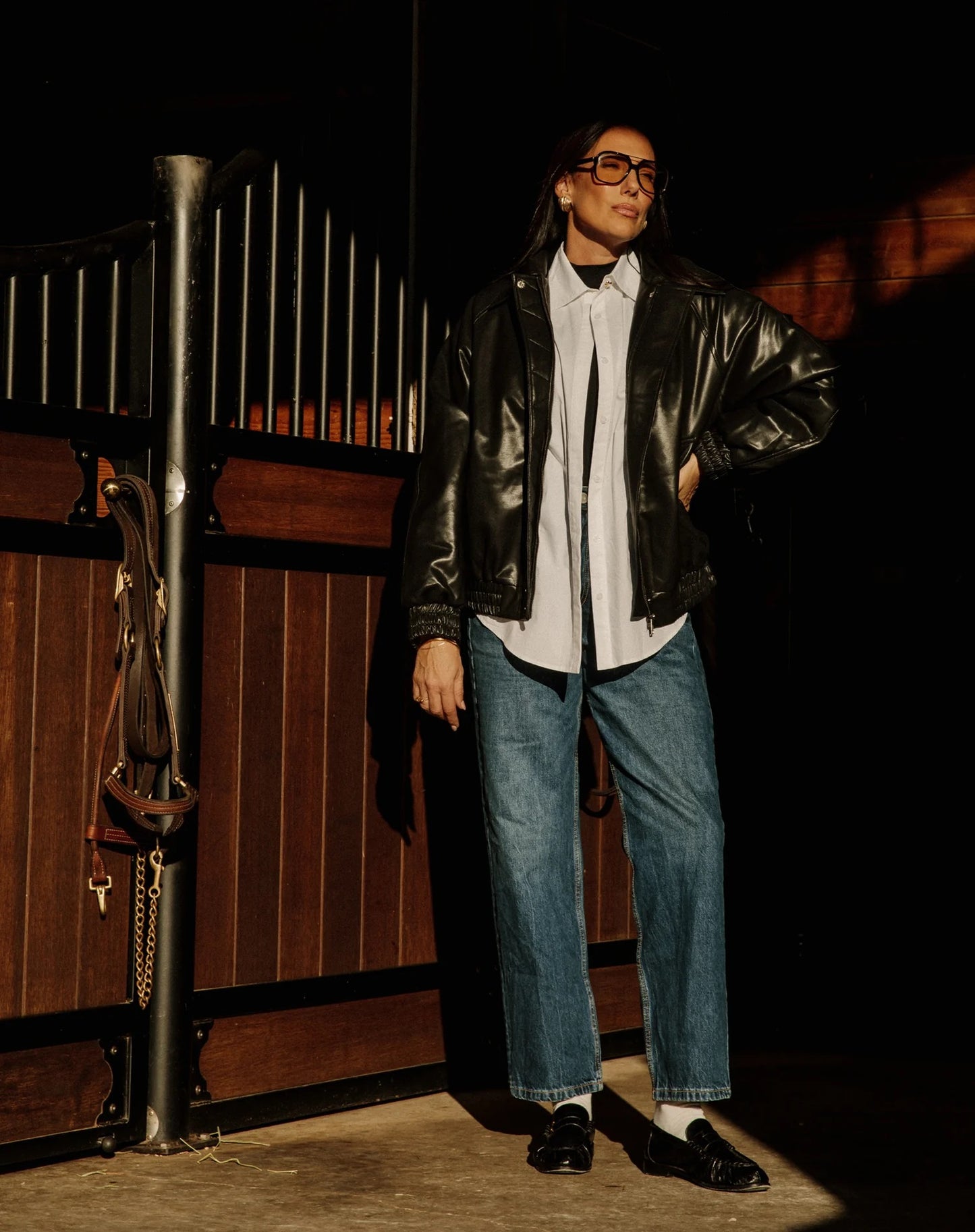 Christine Leather Bomber Jacket