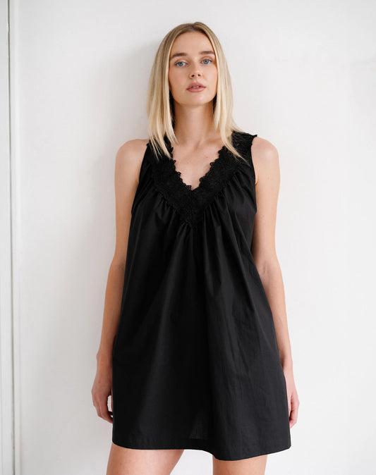 Lace Poplin Dress