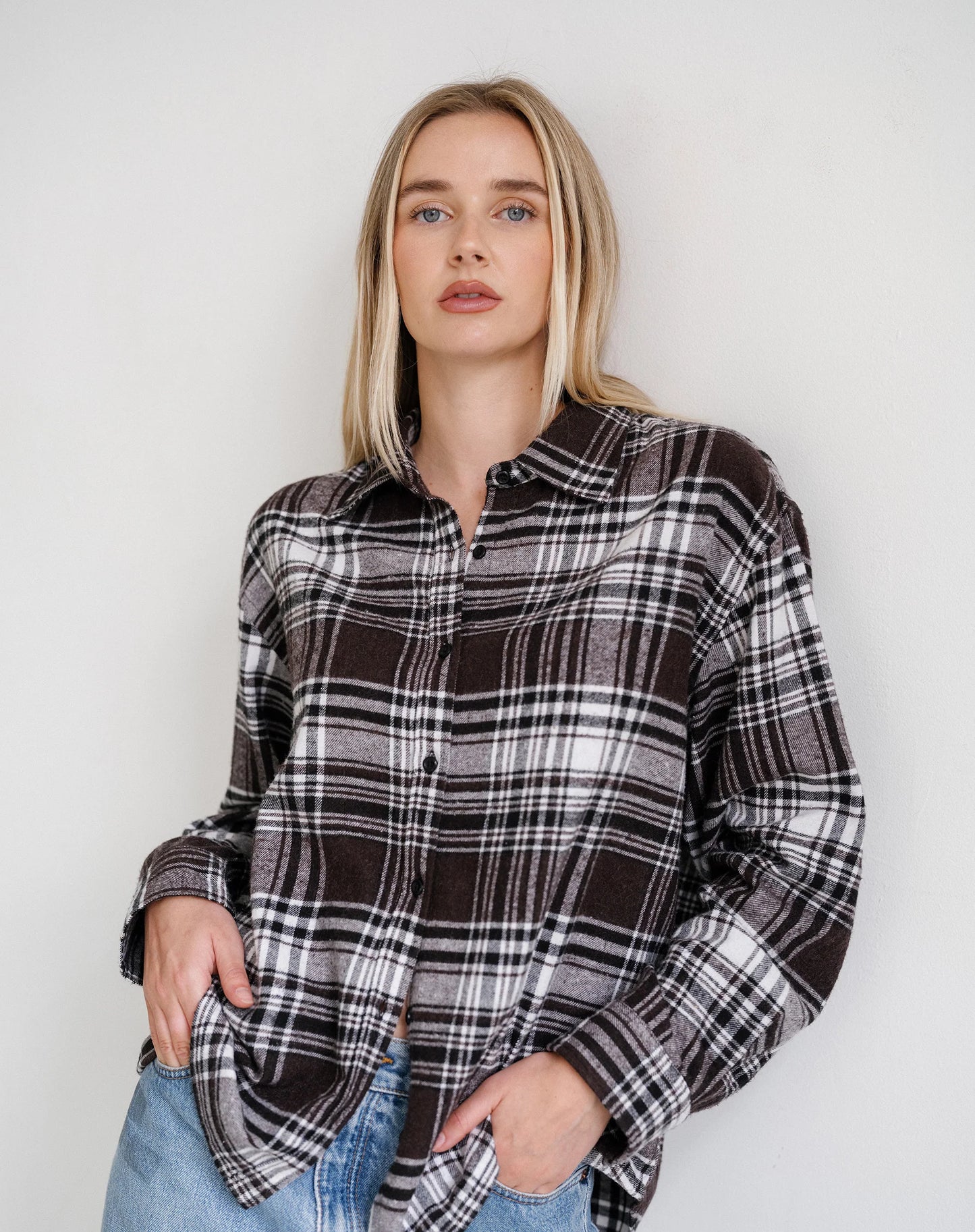 Oversized Plaid Button Up Shirt