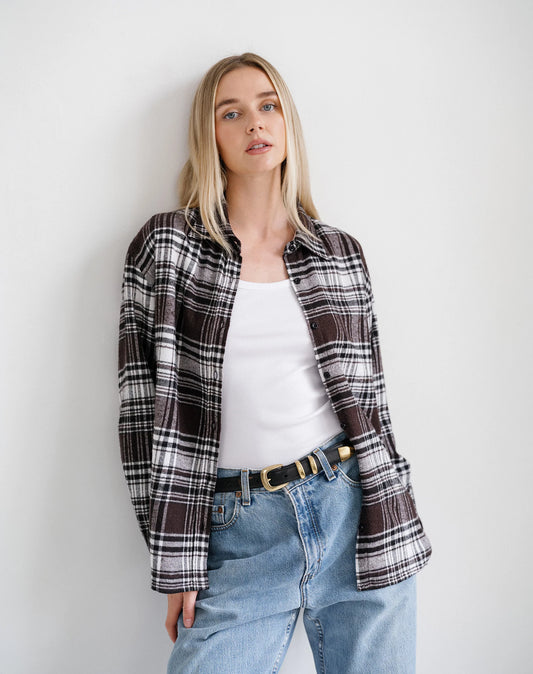 Oversized Plaid Button Up Shirt