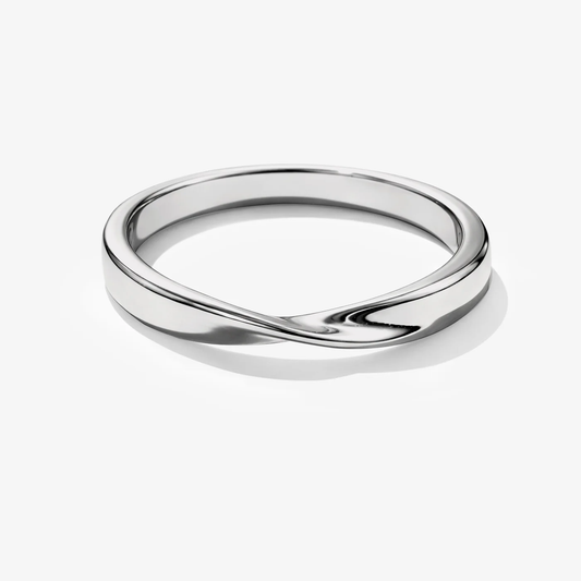 Silvered Twisted Ring in Stainless Steel