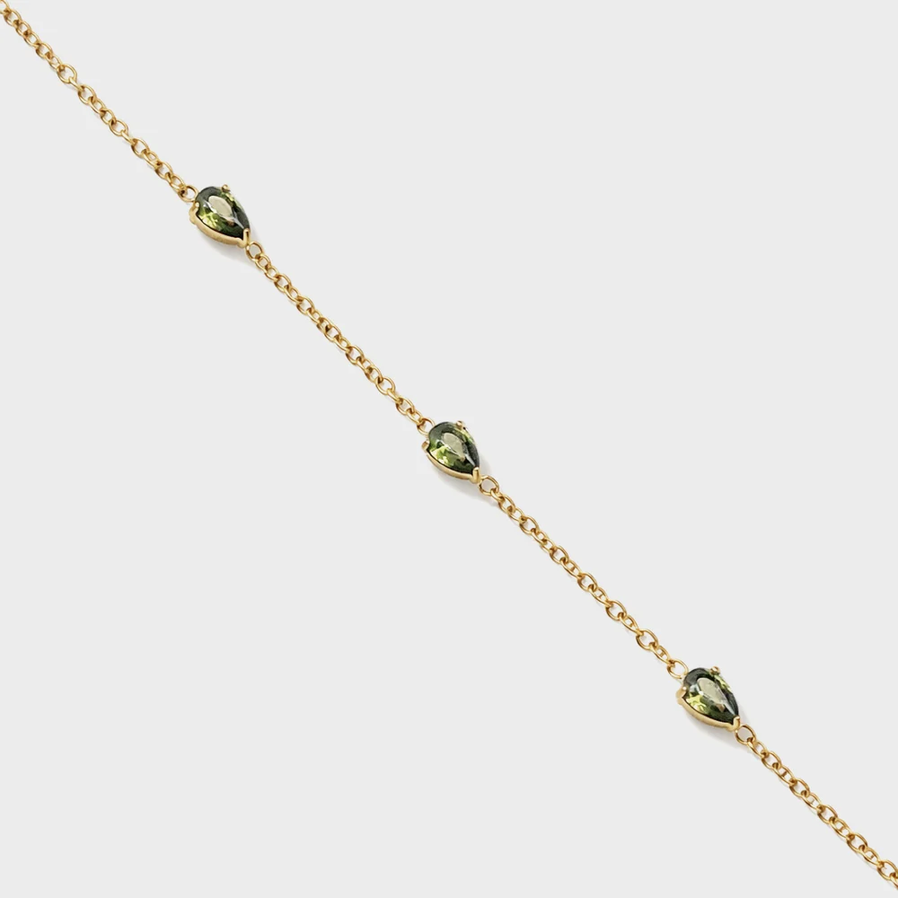 Golden Bracelet with Green Stone