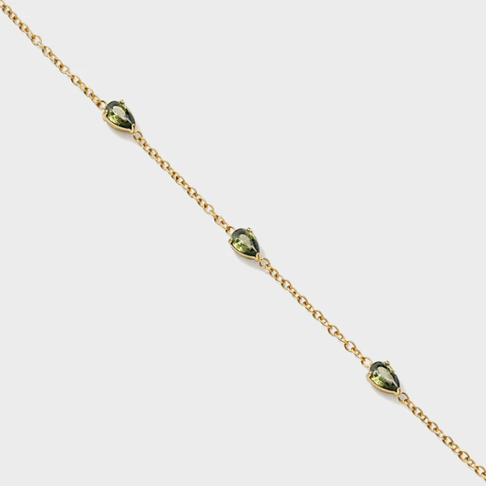 Golden Bracelet with Green Stone