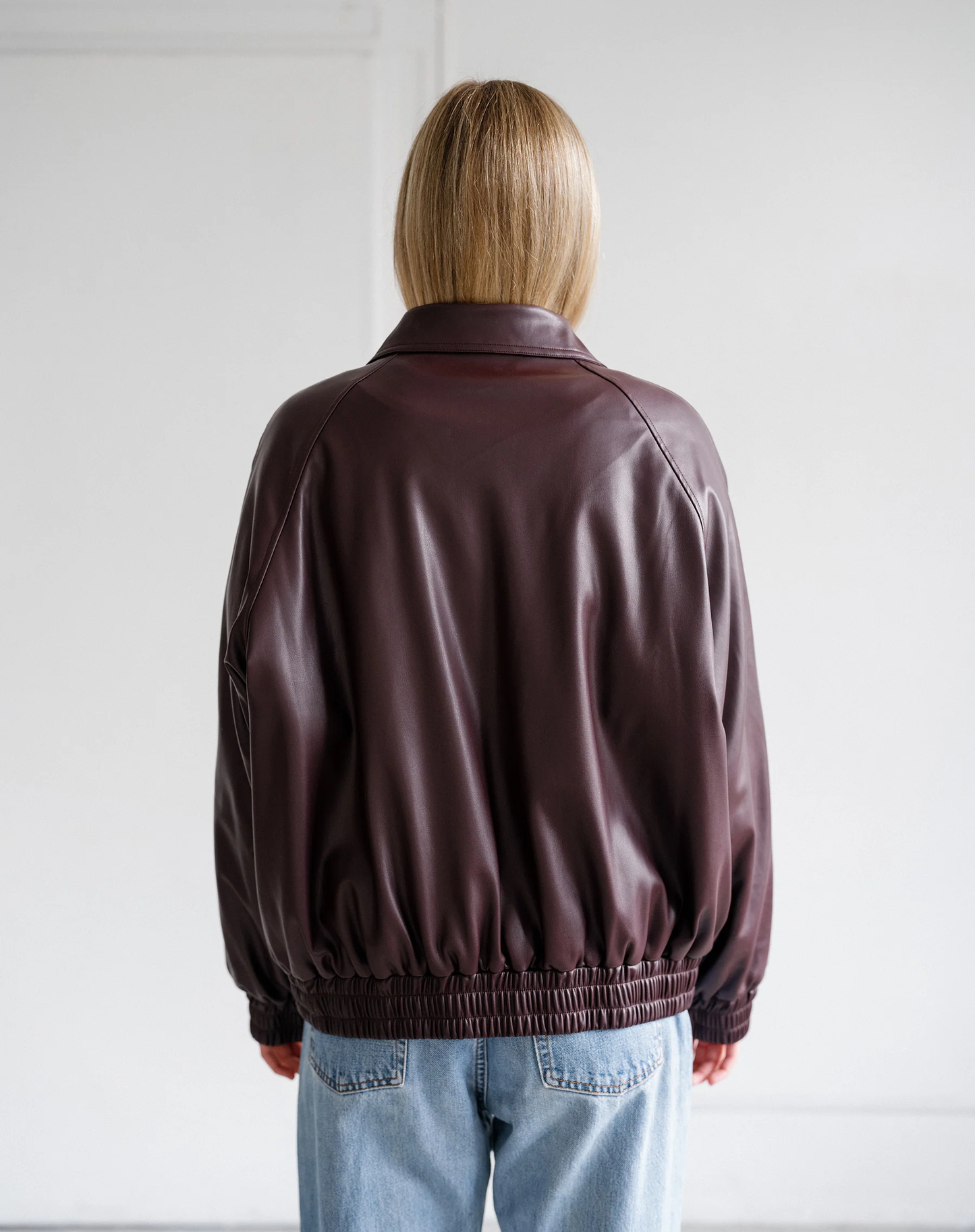 Oversized Leather Bomber Jacket