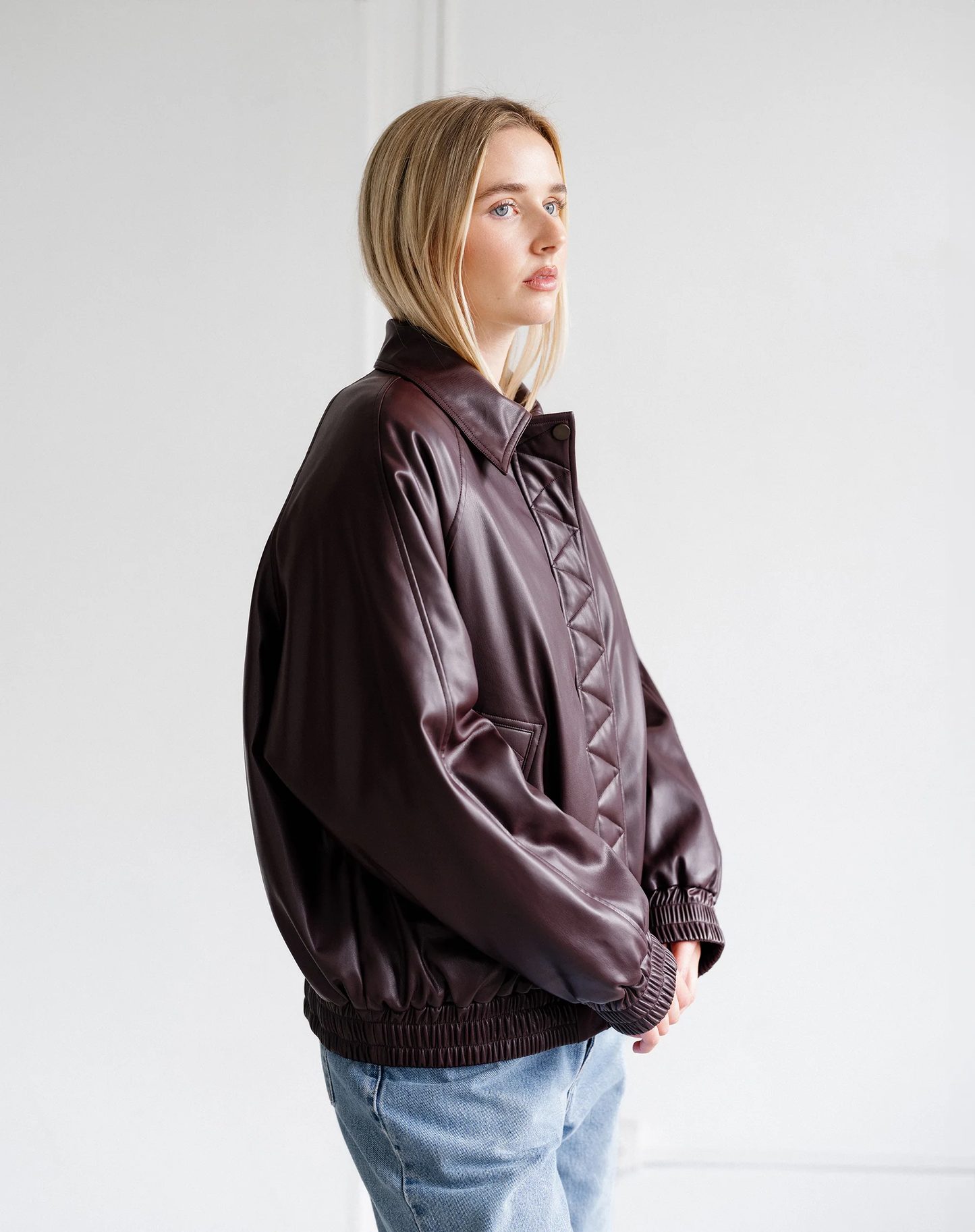 Oversized Leather Bomber Jacket