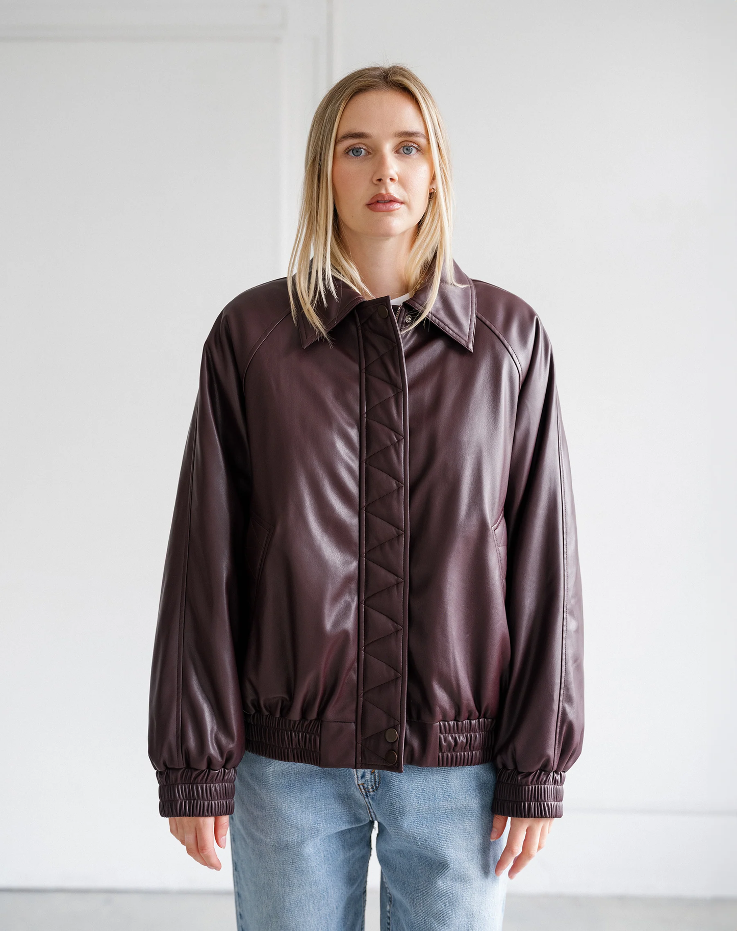 Oversized Leather Bomber Jacket