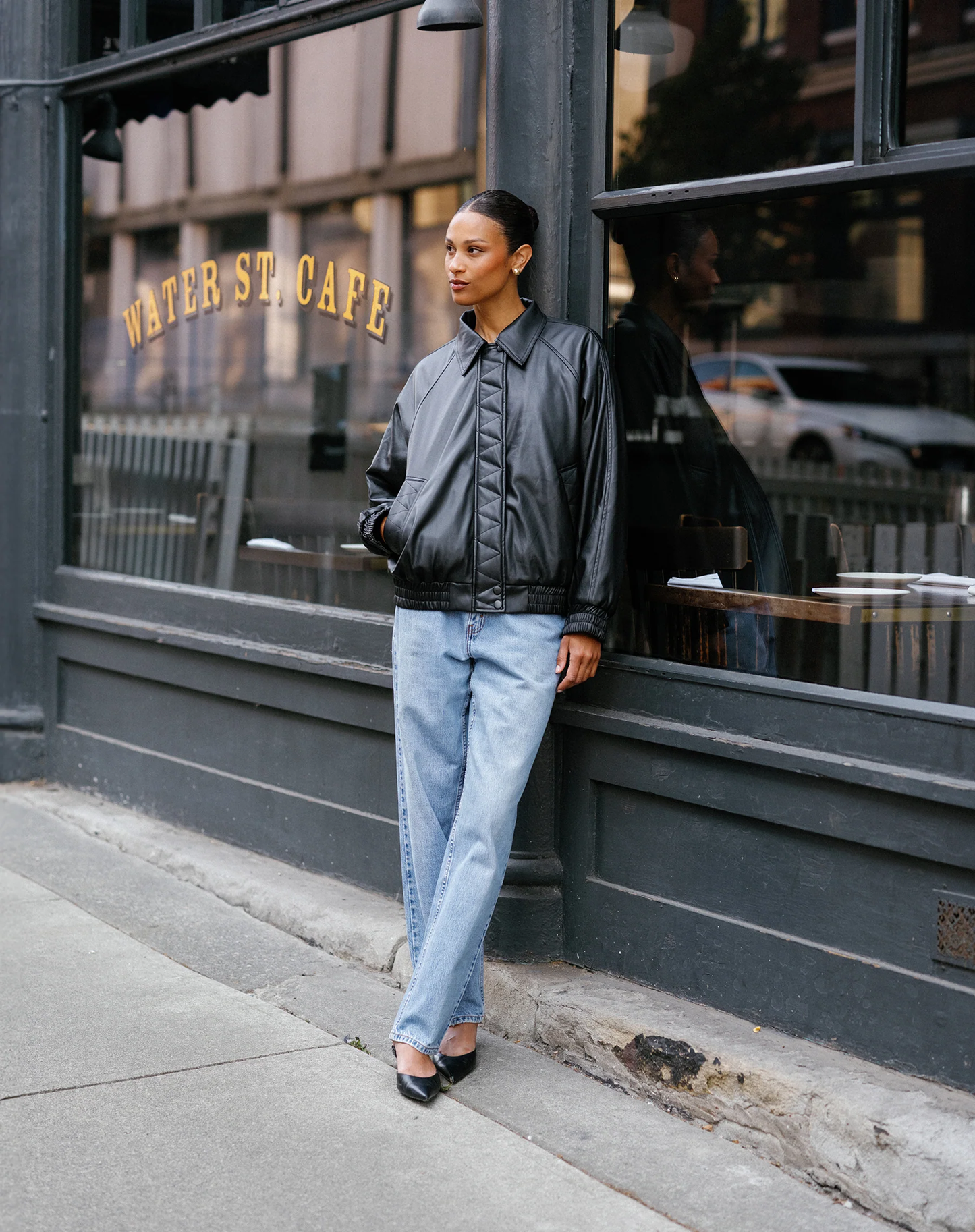 Oversized Leather Bomber Jacket