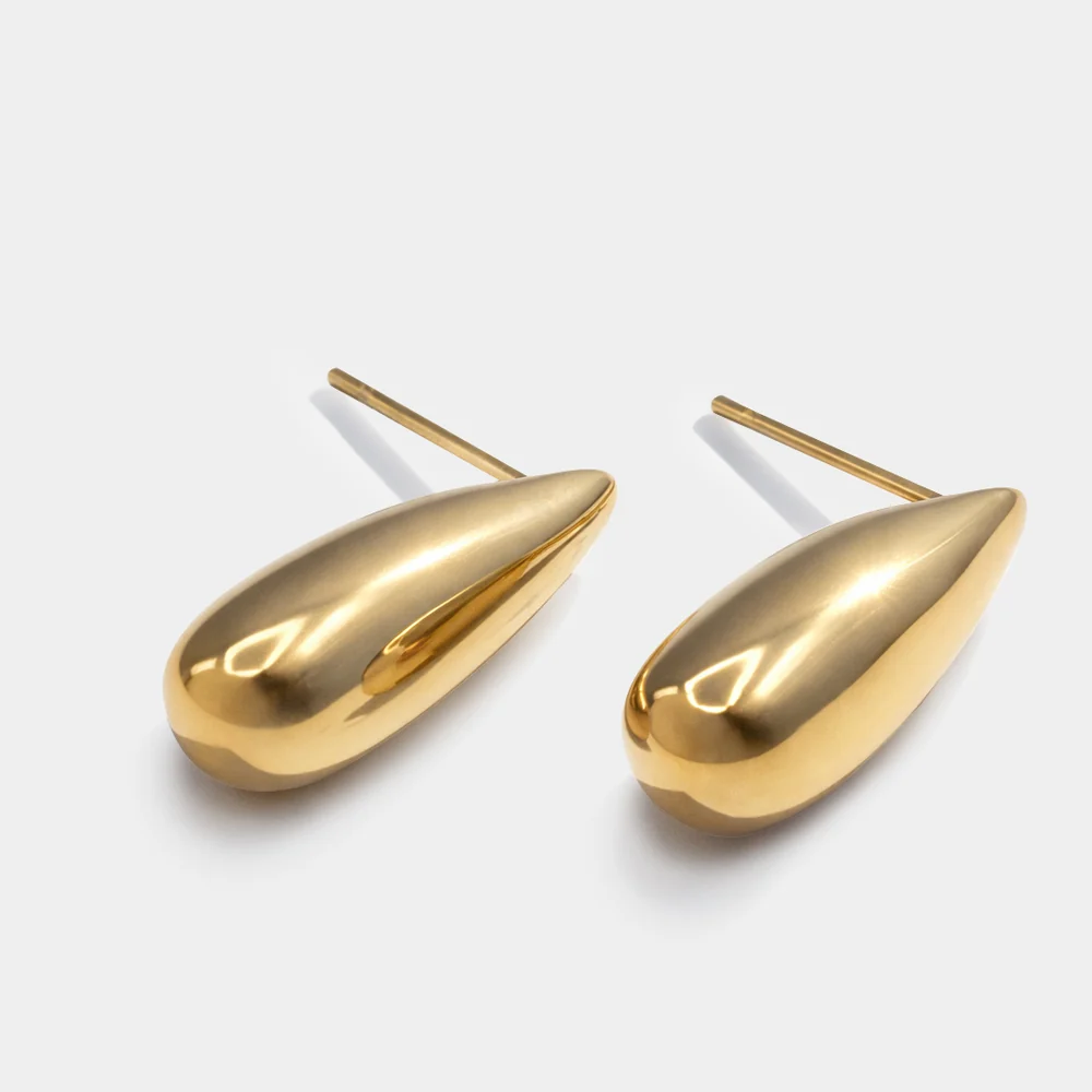 Drop Shaped Gold Earrings