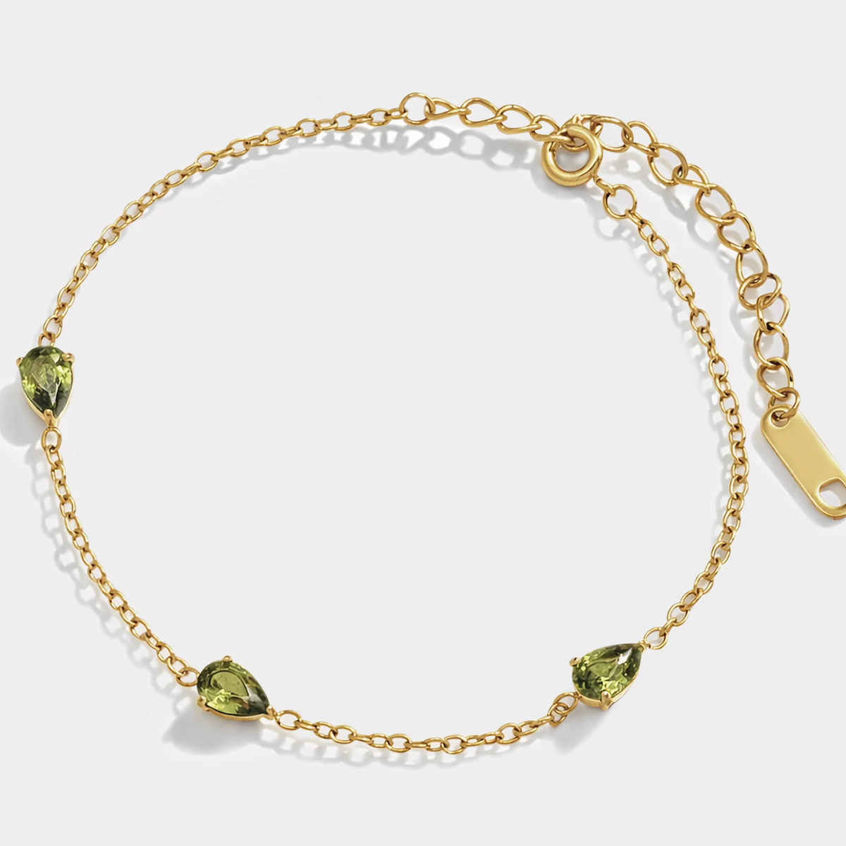 Golden Bracelet with Green Stone
