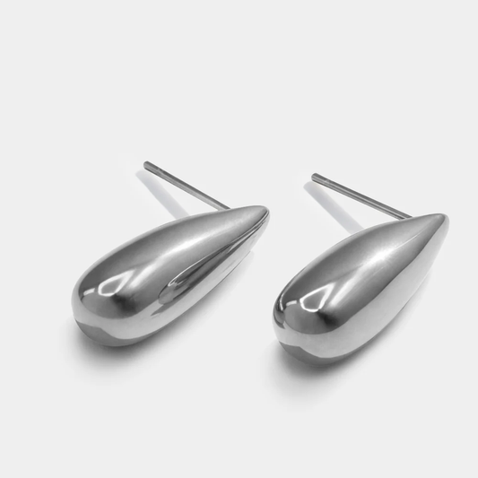 Drop Shaped Silver Earrings
