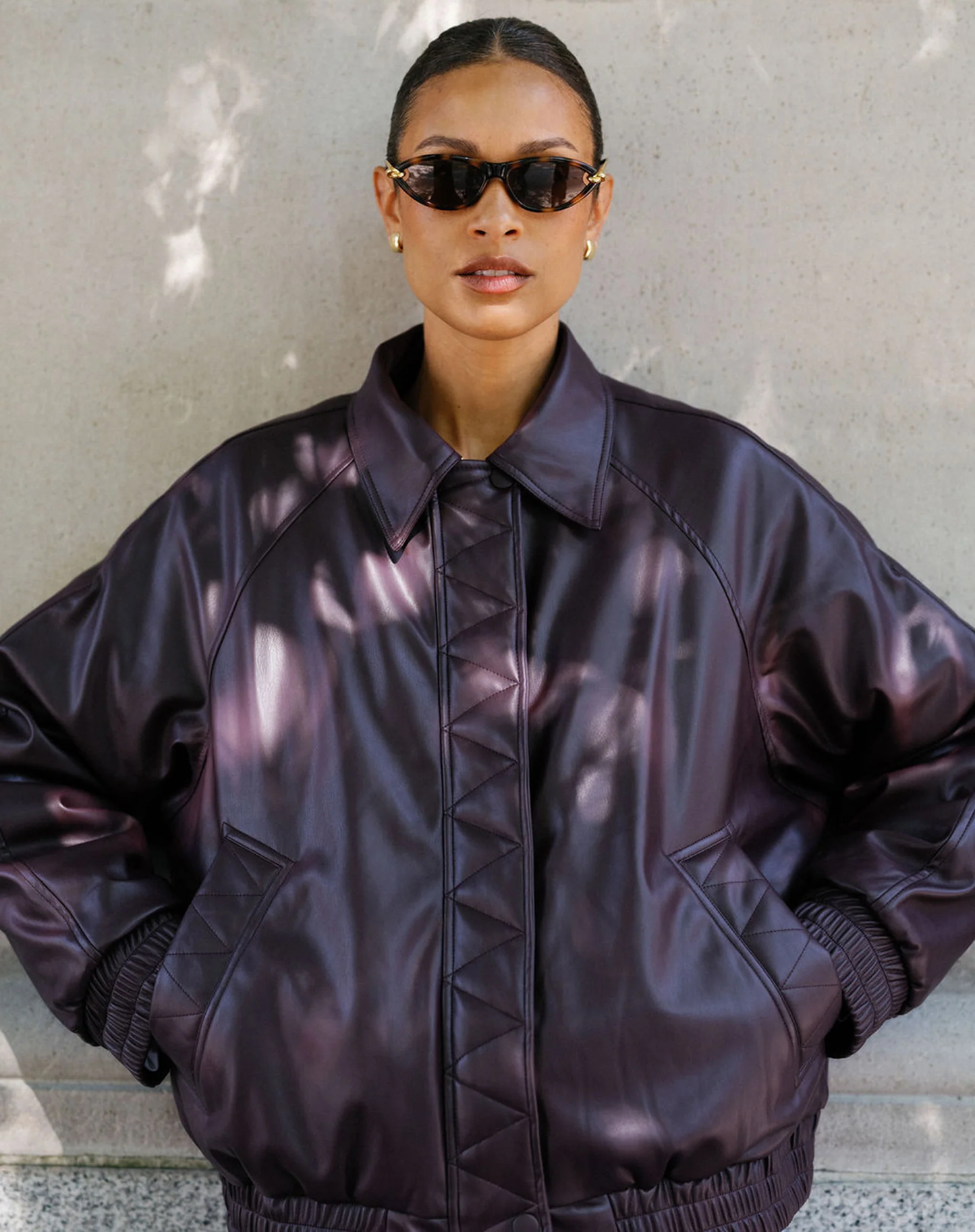 Oversized Leather Bomber Jacket