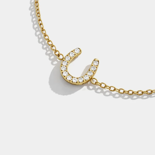 Horseshoe Charm Golden Bracelet in Stainless Steel