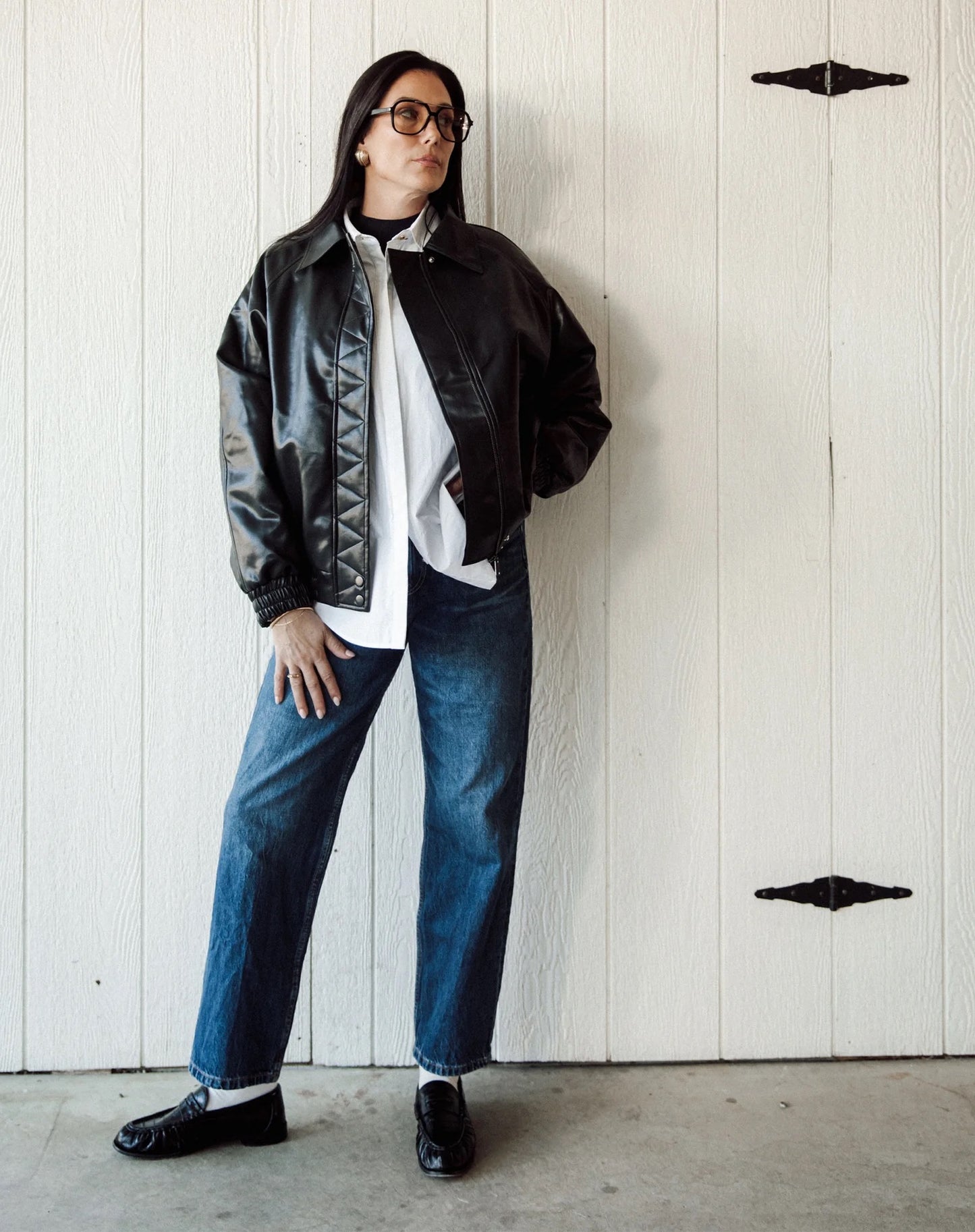 Christine Leather Bomber Jacket