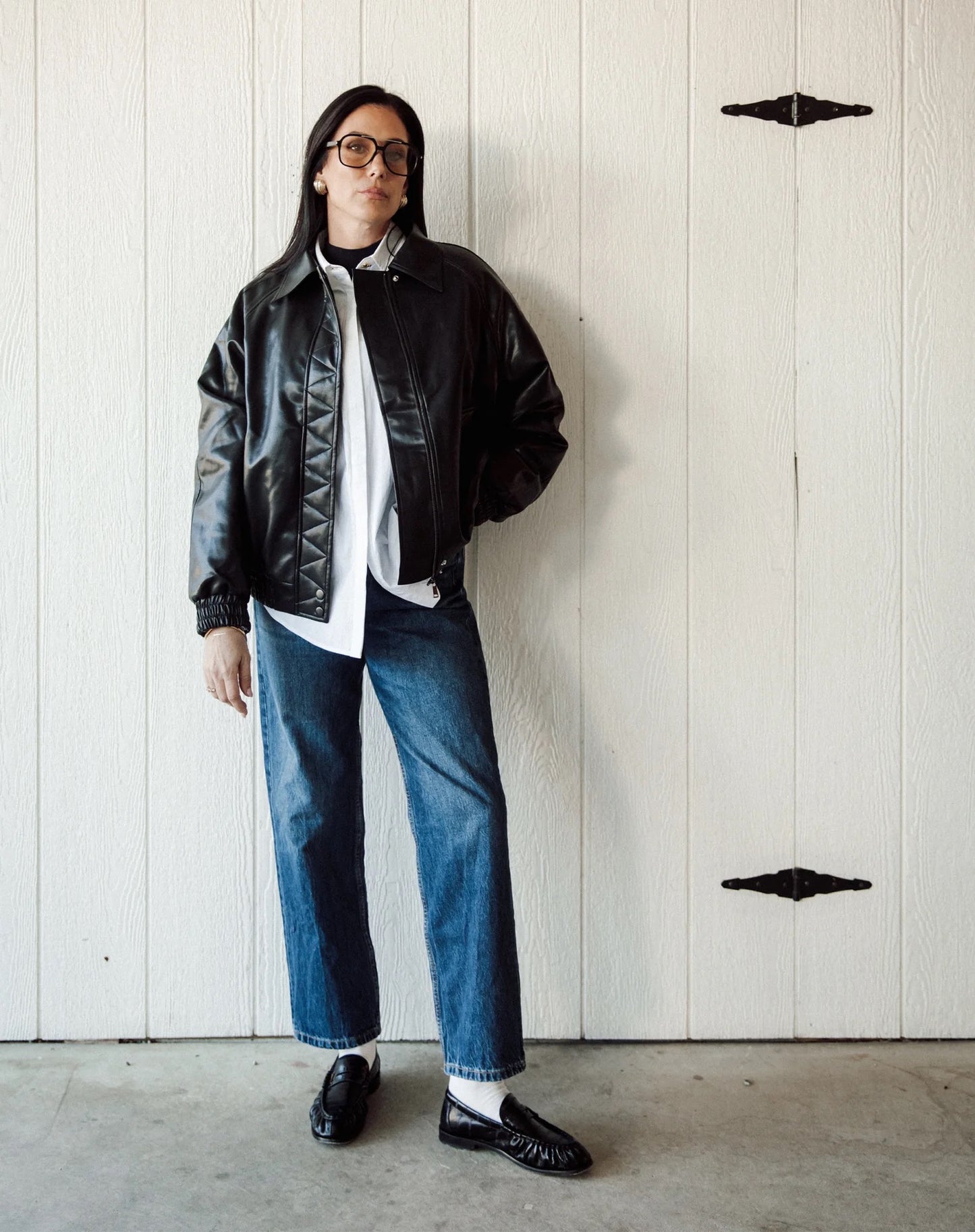 Christine Leather Bomber Jacket