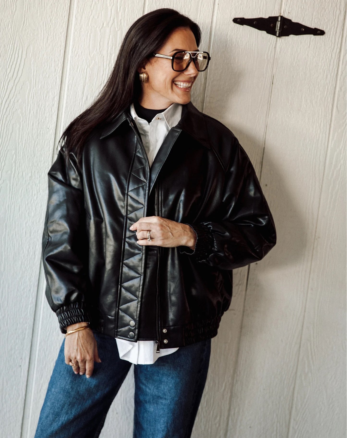 Christine Leather Bomber Jacket